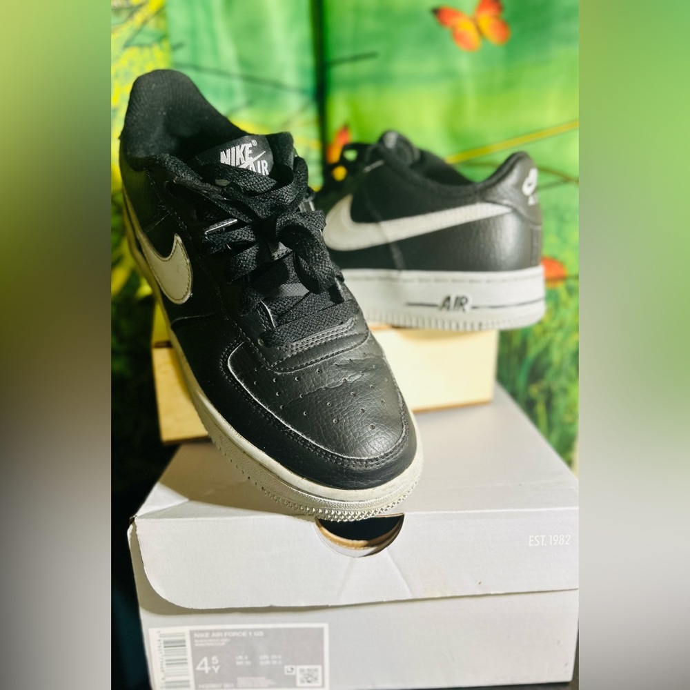 SALE✈️Nike Air Force 1 GS Black and Wolf Gray